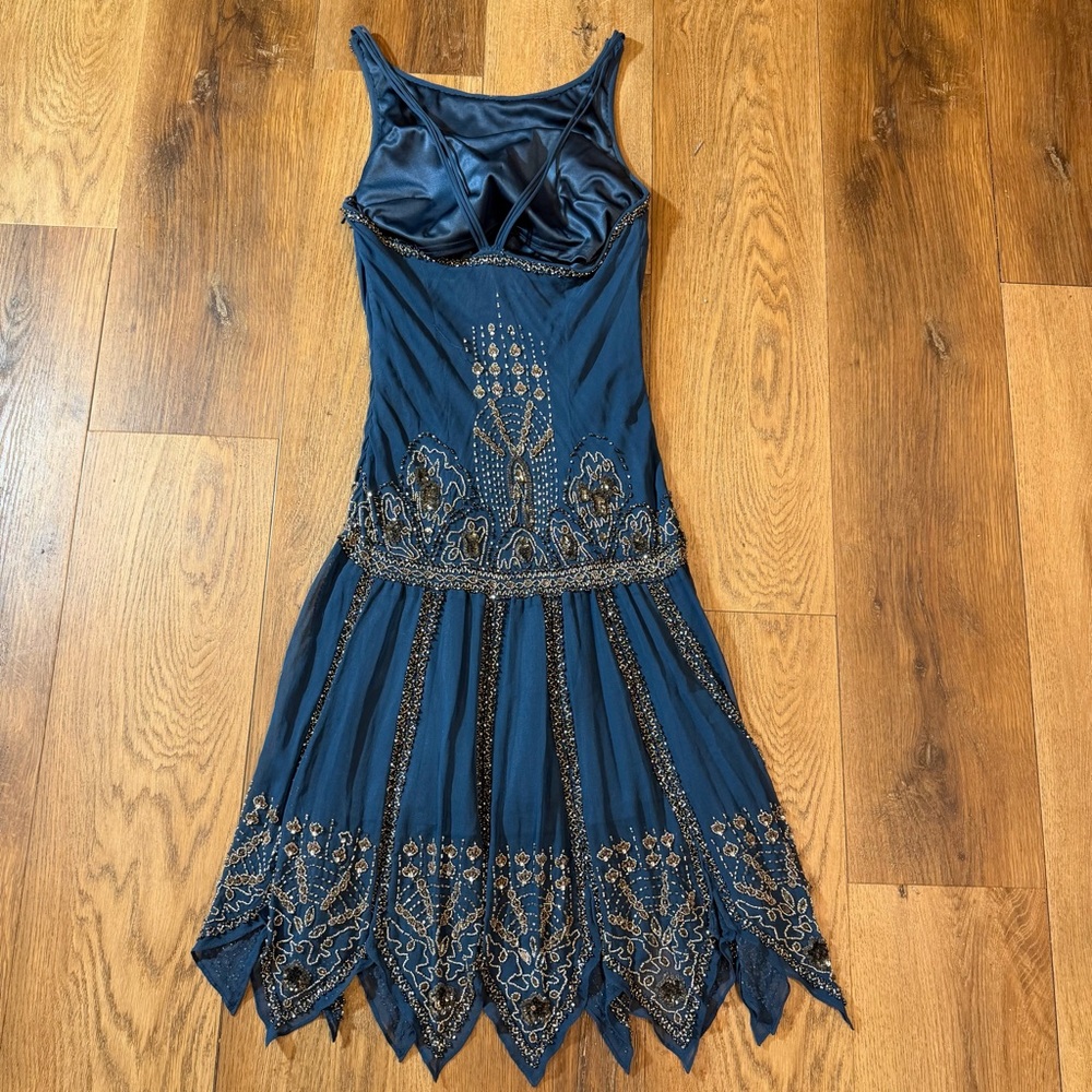 Vintage Y2K 100% Silk Beaded Dress Vintage Beaded Dress Silk Sue Wong Dress - Picture 11 of 16